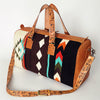ADBG870 American Darling Hand Tooled Leather & Woven Saddle Blanket Western Duffel Bag