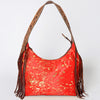 ADBG803 American Darling Western Leather Hobo Bag - Hand Tooled Cowhide & Fringe Purse
