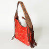 ADBG803 American Darling Western Leather Hobo Bag - Hand Tooled Cowhide & Fringe Purse