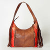 ADBG803 American Darling Western Leather Hobo Bag - Hand Tooled Cowhide & Fringe Purse