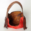 ADBG803 American Darling Western Leather Hobo Bag - Hand Tooled Cowhide & Fringe Purse