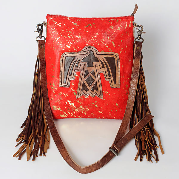 ADBG719 American Darling Western Leather Large Cross body Bag Hair-On Cowhide Fringed Purse