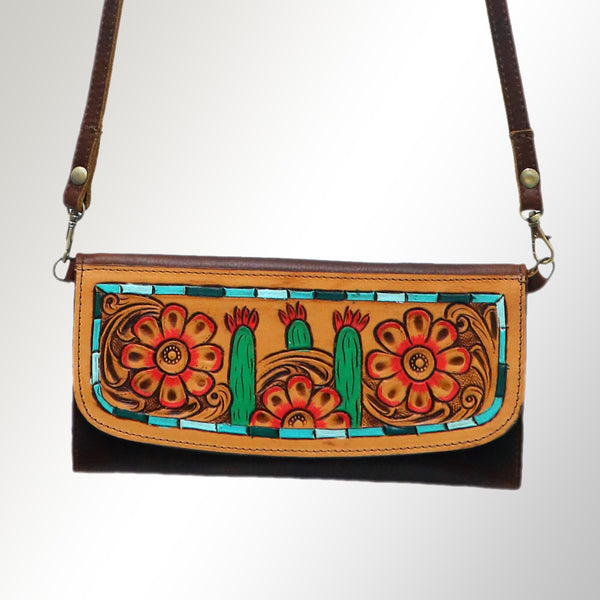 ADBGM102 Western Floral Tooled Leather Crossbody - Boho Rodeo Clutch