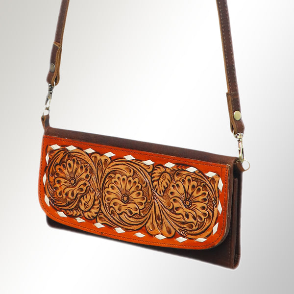 ADBGM102 Western Floral Tooled Leather Crossbody - by American Darling