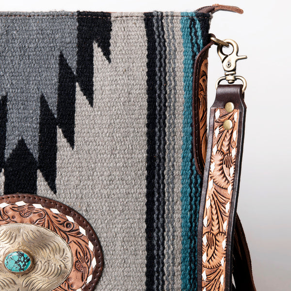 ADBGA283 American Darling Tooled Leather Saddle Blanket Stone Medallion Crossbody