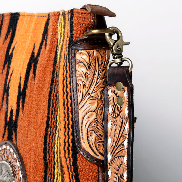ADBGA283 American Darling Tooled Leather Saddle Blanket Stone Medallion Crossbody