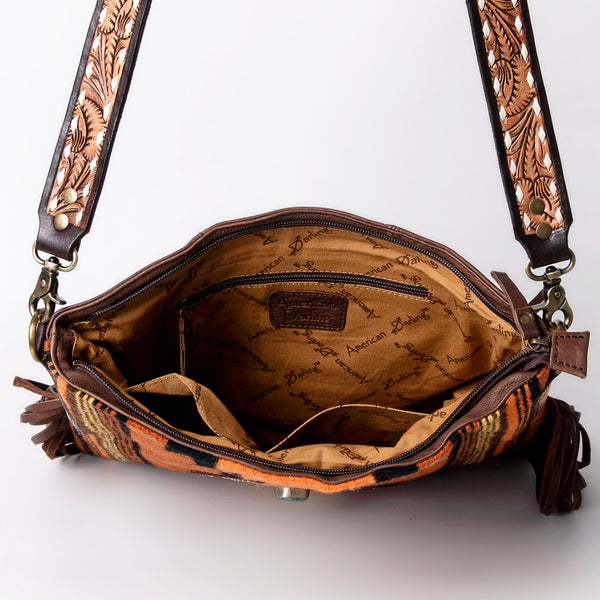 ADBGA283 American Darling Tooled Leather Saddle Blanket Stone Medallion Crossbody