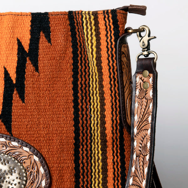 ADBGA283 American Darling Tooled Leather Saddle Blanket Stone Medallion Crossbody