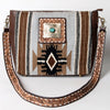 ADBGA286 American Darling Geometric Woven Pattern Tooled Leather Crossbody Bag