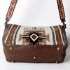 ADBGA286 American Darling Geometric Woven Pattern Tooled Leather Crossbody Bag