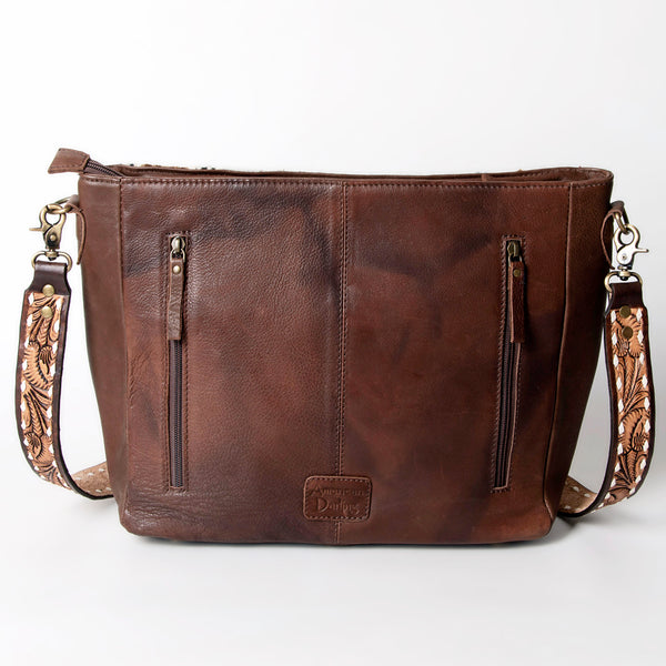 ADBGA286 American Darling Geometric Woven Pattern Tooled Leather Crossbody Bag