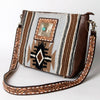 ADBGA286 American Darling Geometric Woven Pattern Tooled Leather Crossbody Bag