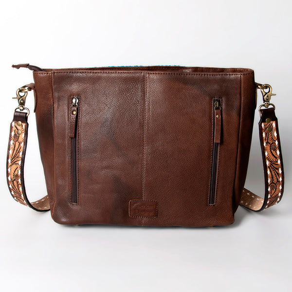 ADBGA286 American Darling Geometric Woven Pattern Tooled Leather Crossbody Bag