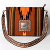 ADBGA288 American Darling Hand Tooled Leather & Saddle Blanket Large Cross body Bag