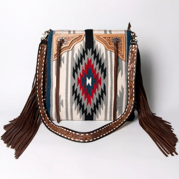 ADBGA289 American Darling Fringed Hand Woven Saddle Blanket Large Cross body Bag