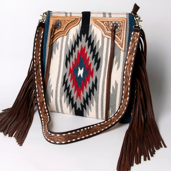 ADBGA289 American Darling Fringed Hand Woven Saddle Blanket Large Cross body Bag