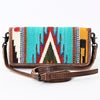 ADBG877 American Darling Hand Woven Saddle Blanket Western Leather Crossbody with YKK Zipper