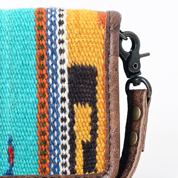 ADBG877 American Darling Hand Woven Saddle Blanket Western Leather Crossbody with YKK Zipper