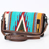 ADBG877 American Darling Hand Woven Saddle Blanket Western Leather Crossbody with YKK Zipper