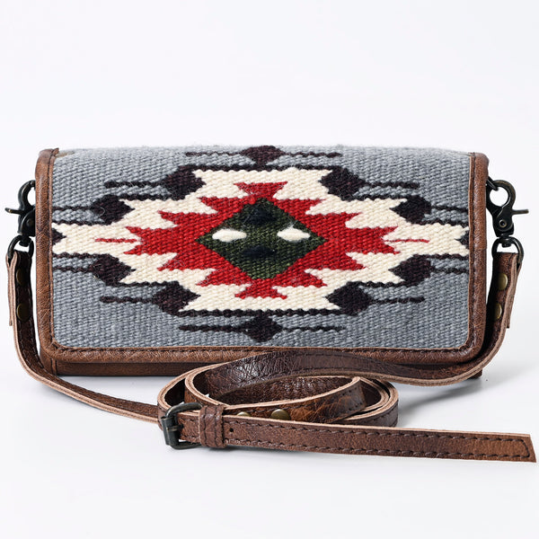 ADBG877 American Darling Hand Woven Saddle Blanket Western Leather Crossbody with YKK Zipper