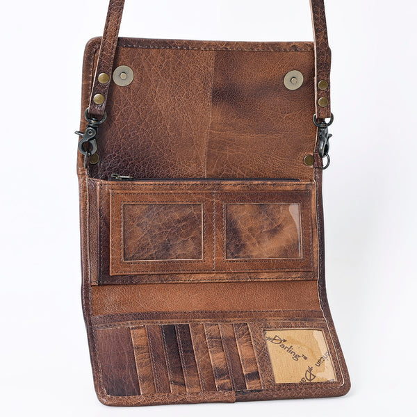 ADBG877 American Darling Hand Woven Saddle Blanket Western Leather Crossbody with YKK Zipper