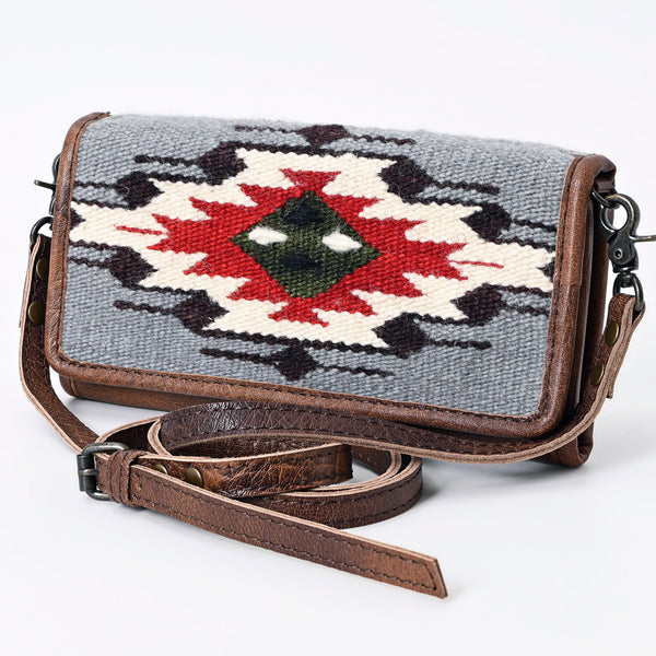 ADBG877 American Darling Hand Woven Saddle Blanket Western Leather Crossbody with YKK Zipper