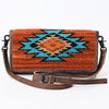 ADBG877 American Darling Hand Woven Saddle Blanket Western Leather Crossbody with YKK Zipper