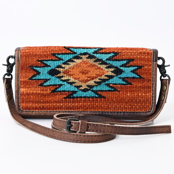 ADBG877 American Darling Hand Woven Saddle Blanket Western Leather Crossbody with YKK Zipper