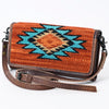 ADBG877 American Darling Hand Woven Saddle Blanket Western Leather Crossbody with YKK Zipper