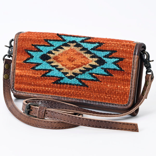 ADBG877 American Darling Hand Woven Saddle Blanket Western Leather Crossbody with YKK Zipper