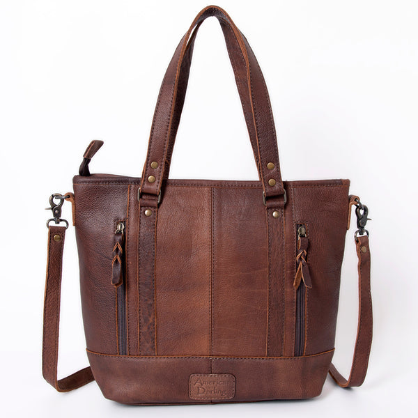 ADBG879 American Darling Western Leather Tote Bag with Turquoise Concho and Hand Woven Saddle Blanket