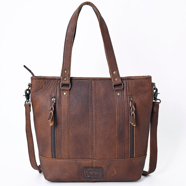ADBG879 American Darling Western Leather Tote Bag with Turquoise Concho and Hand Woven Saddle Blanket