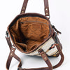 ADBG879 American Darling Western Leather Tote Bag with Turquoise Concho and Hand Woven Saddle Blanket