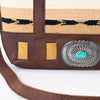 ADBG879 American Darling Western Leather Tote Bag with Turquoise Concho and Hand Woven Saddle Blanket