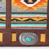 ADBG879 American Darling Western Leather Tote Bag with Turquoise Concho and Hand Woven Saddle Blanket