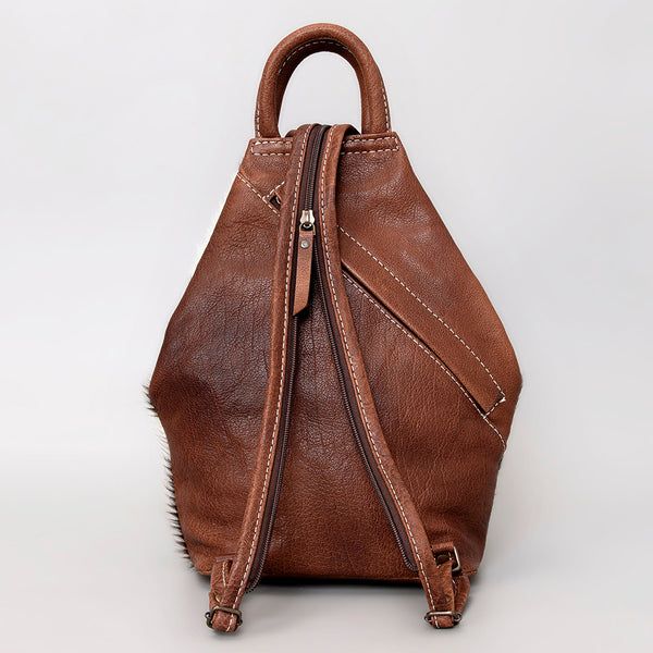 ADBG883 American Darling Western Backpack with Hand Tooled Floral Leather and Hair-On Cowhide