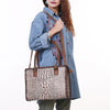 ADBG886 American Darling Crocodile Embossed Leather Tote Bag with Braided Detailing