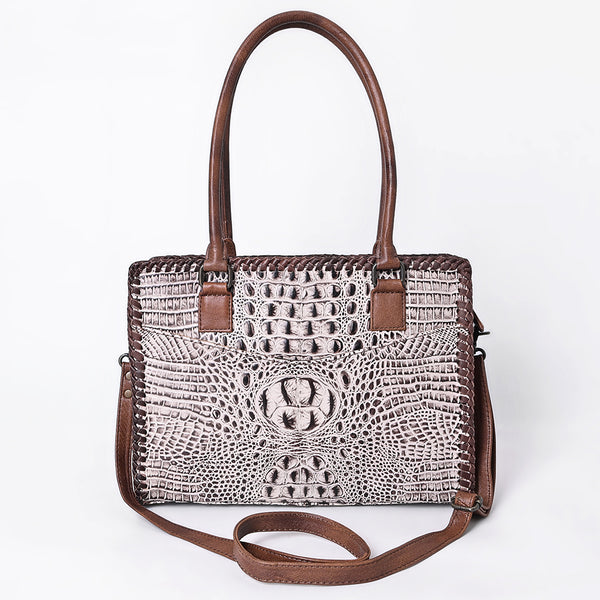 ADBG886 American Darling Crocodile Embossed Leather Tote Bag with Braided Detailing