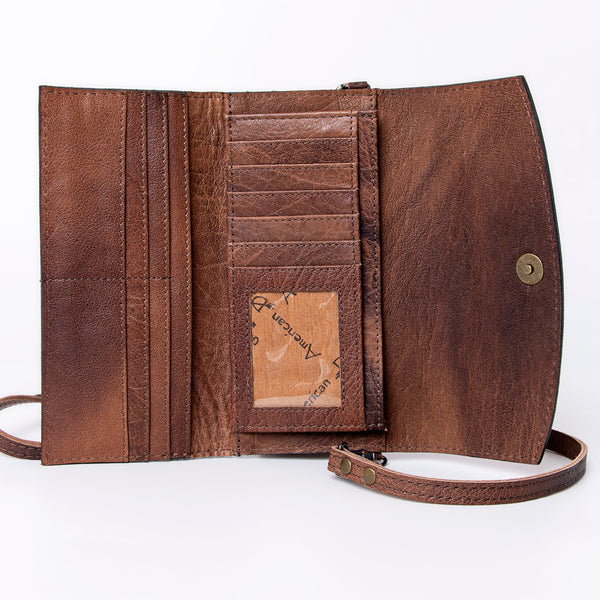 ADBG889 American Darling Hand Tooled Leather Wallet | Western Tooled Crossbody Wallet