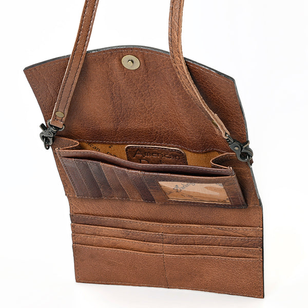 ADBG889 American Darling Hand Tooled Leather Wallet | Western Tooled Crossbody Wallet