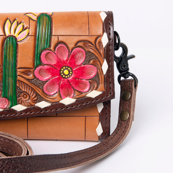 ADBG889 American Darling Hand Tooled Leather Wallet | Western Tooled Crossbody Wallet