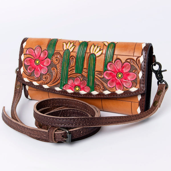 ADBG889 American Darling Hand Tooled Leather Wallet | Western Tooled Crossbody Wallet