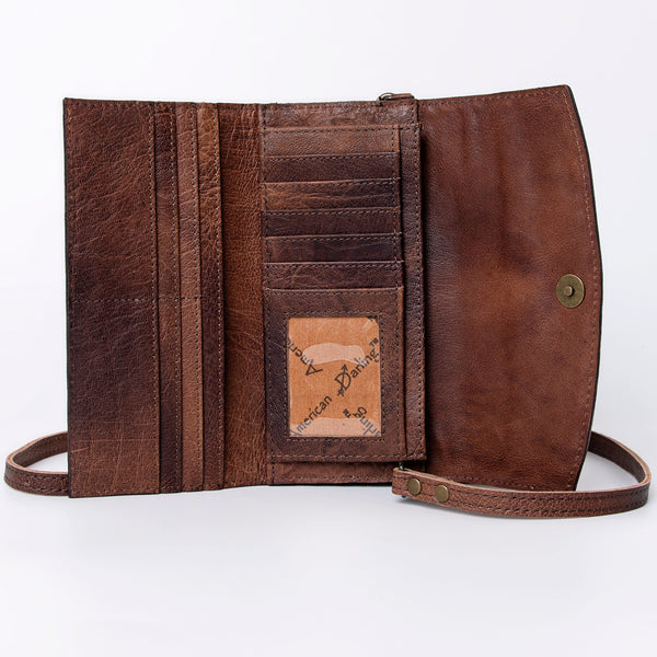 ADBG889 American Darling Hand Tooled Leather Wallet | Western Tooled Crossbody Wallet