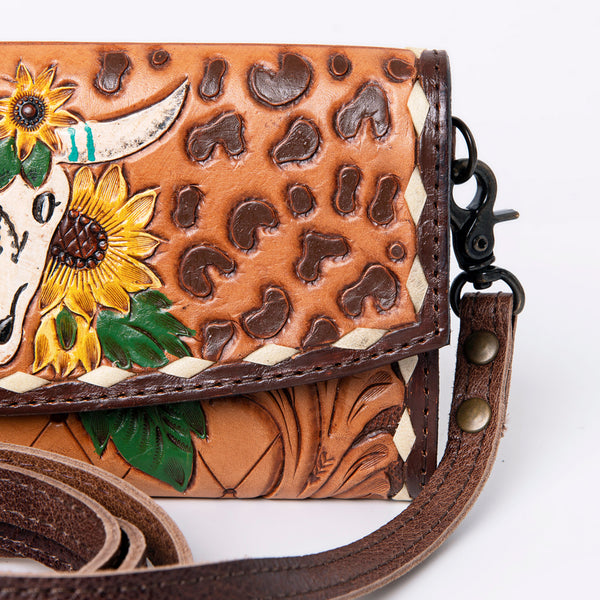 ADBG889 American Darling Hand Tooled Leather Wallet | Western Tooled Crossbody Wallet