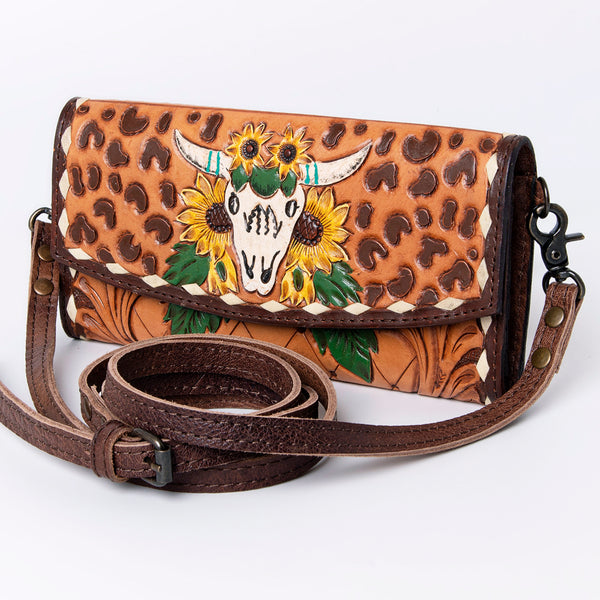 ADBG889 American Darling Hand Tooled Leather Wallet | Western Tooled Crossbody Wallet