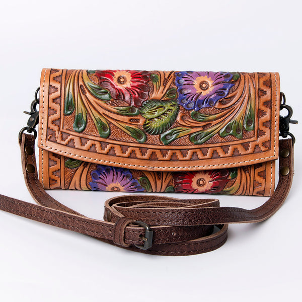 ADBG889 American Darling Hand Tooled Leather Wallet | Western Tooled Crossbody Wallet