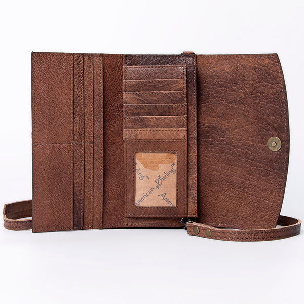 ADBG889 American Darling Hand Tooled Leather Wallet | Western Tooled Crossbody Wallet