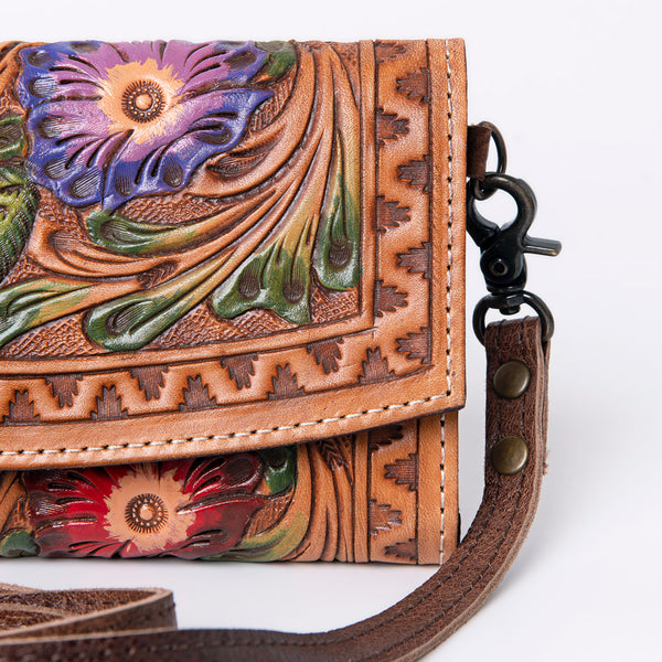 ADBG889 American Darling Hand Tooled Leather Wallet | Western Tooled Crossbody Wallet