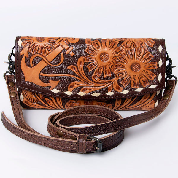 ADBG889 American Darling Hand Tooled Leather Wallet | Western Tooled Crossbody Wallet