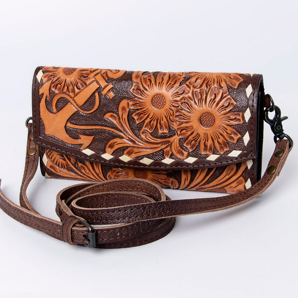ADBG889 American Darling Hand Tooled Leather Wallet | Western Tooled Crossbody Wallet